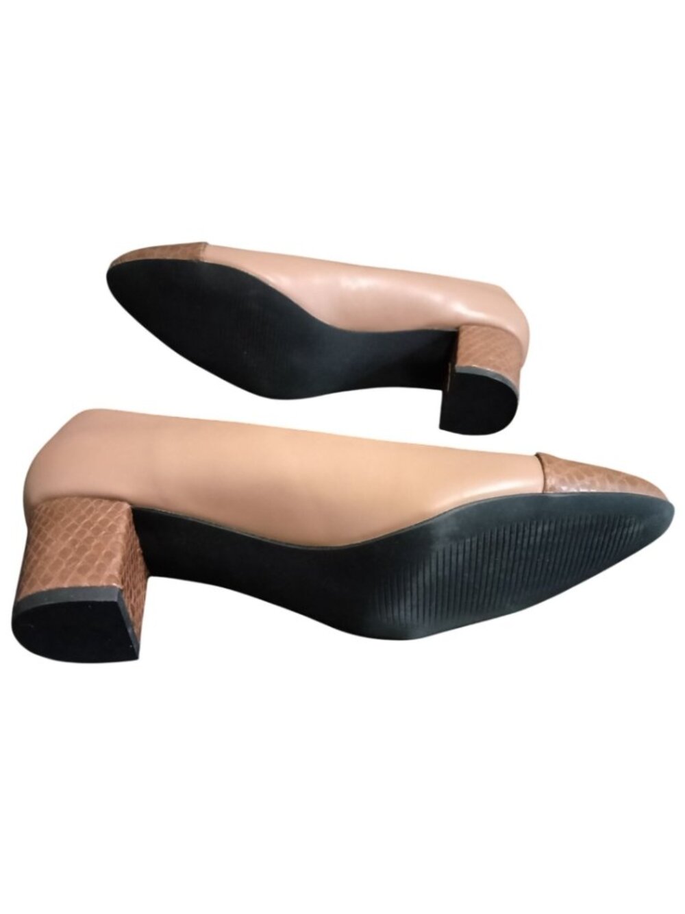 Rilista Size 7.5 Pumps Closed Toe Low Block Heel Faux Leather Snakeskin Slip-On - Picture 6 of 7